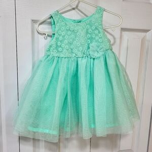 Cherokee Size 12M Mint Green Easter Girls Tulle Dress Formal Baby Infant Cute